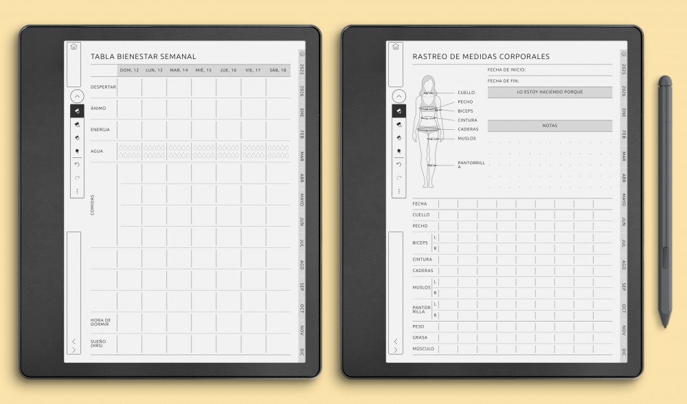 Health & Fitness Planner Templates for Kindle Scribe