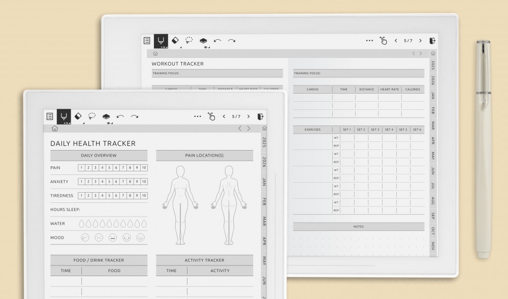 Fitness & Wellness Planners for Supernote
