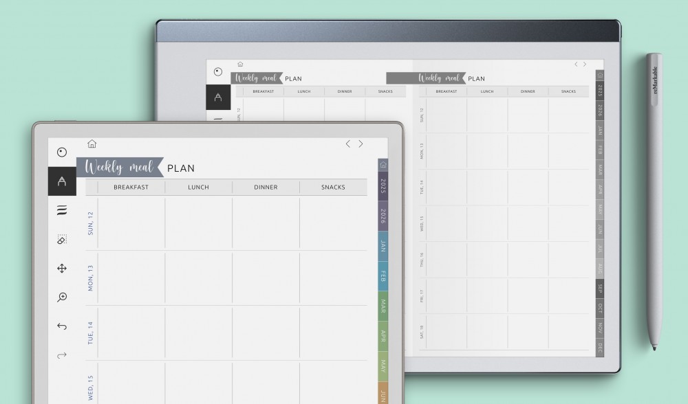 Meal Planners for reMarkable