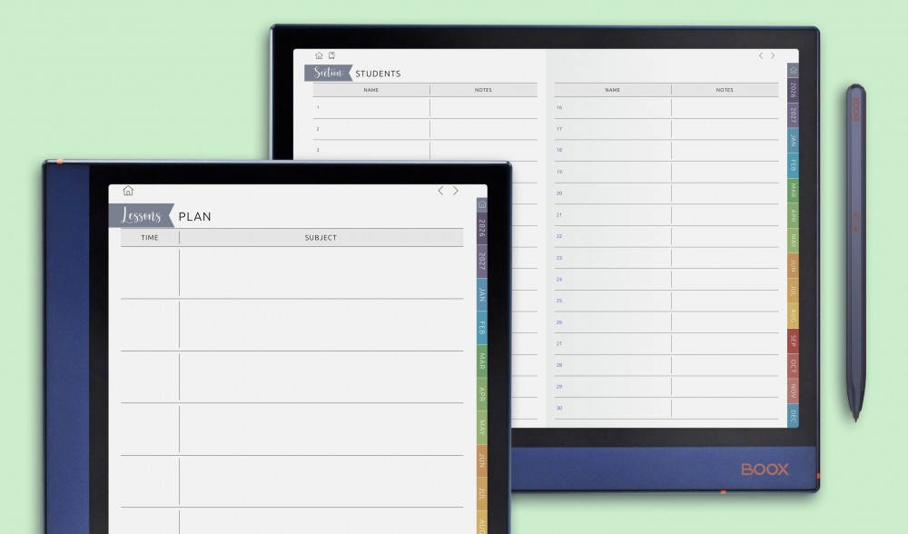 Teacher Planners for ONYX BOOX