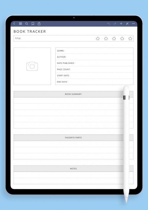 Book Tracker Template for Notability