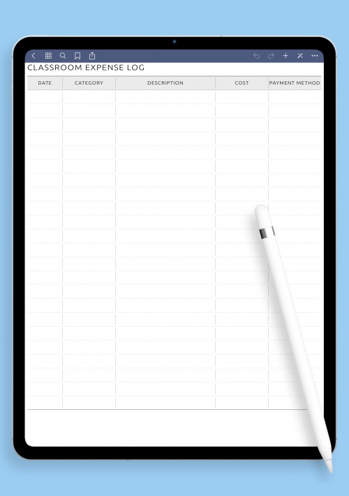 Classroom Expense Log template for GoodNotes