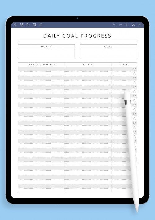 Daily Goal Progress Template for iPad Pro