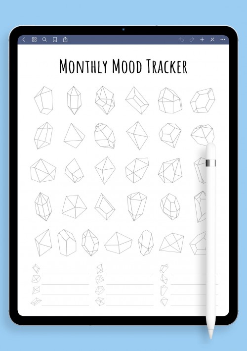 iPad Monthly Mood Tracker - Crystals