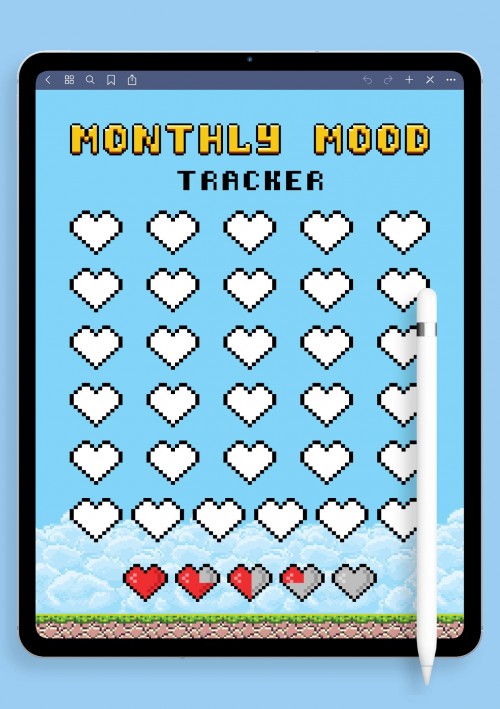 iPad & Android Monthly Mood Tracker - Hearts