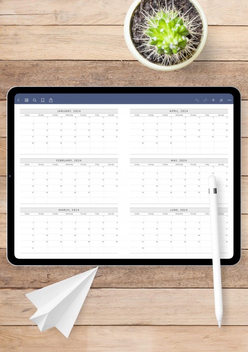 GoodNotes Quarterly Calendar Template