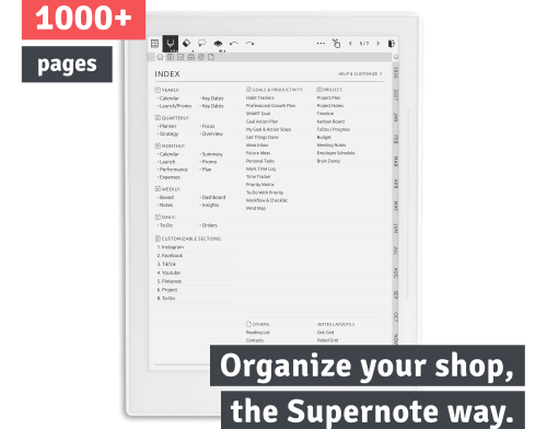 Digital Shop Planner Supernote Devices