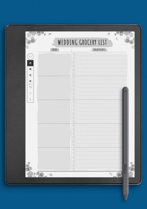 Kindle Scribe Wedding Grocery List - Floral