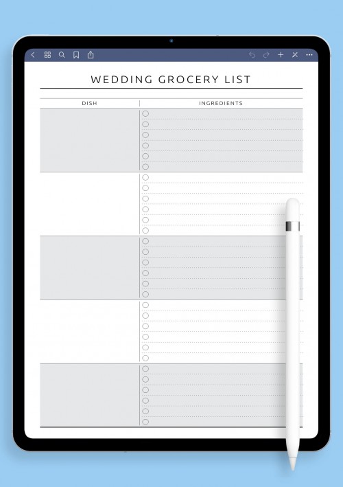 iPad & Android Wedding Grocery List - Original