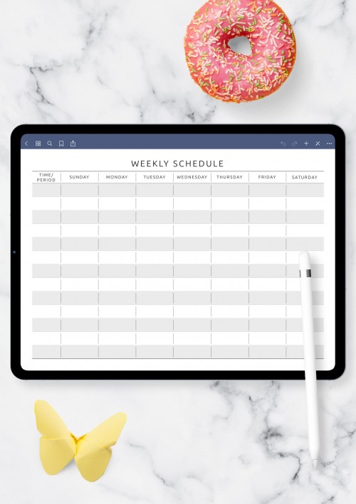 Horizontal Weekly Schedule - Landscape View for Notability