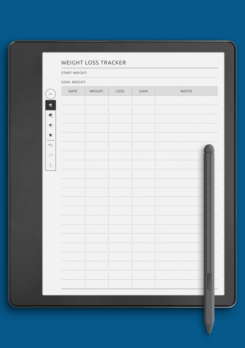 Weight Loss Progress Tracker template for Kindle Scribe